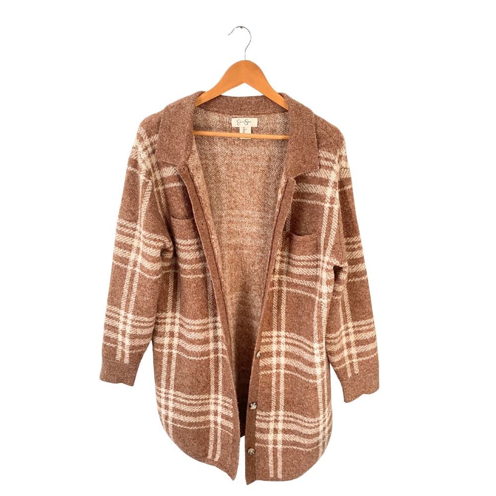 Jessica Simpson - Size Large - Plaid Knit Oversized Women's Cardigan